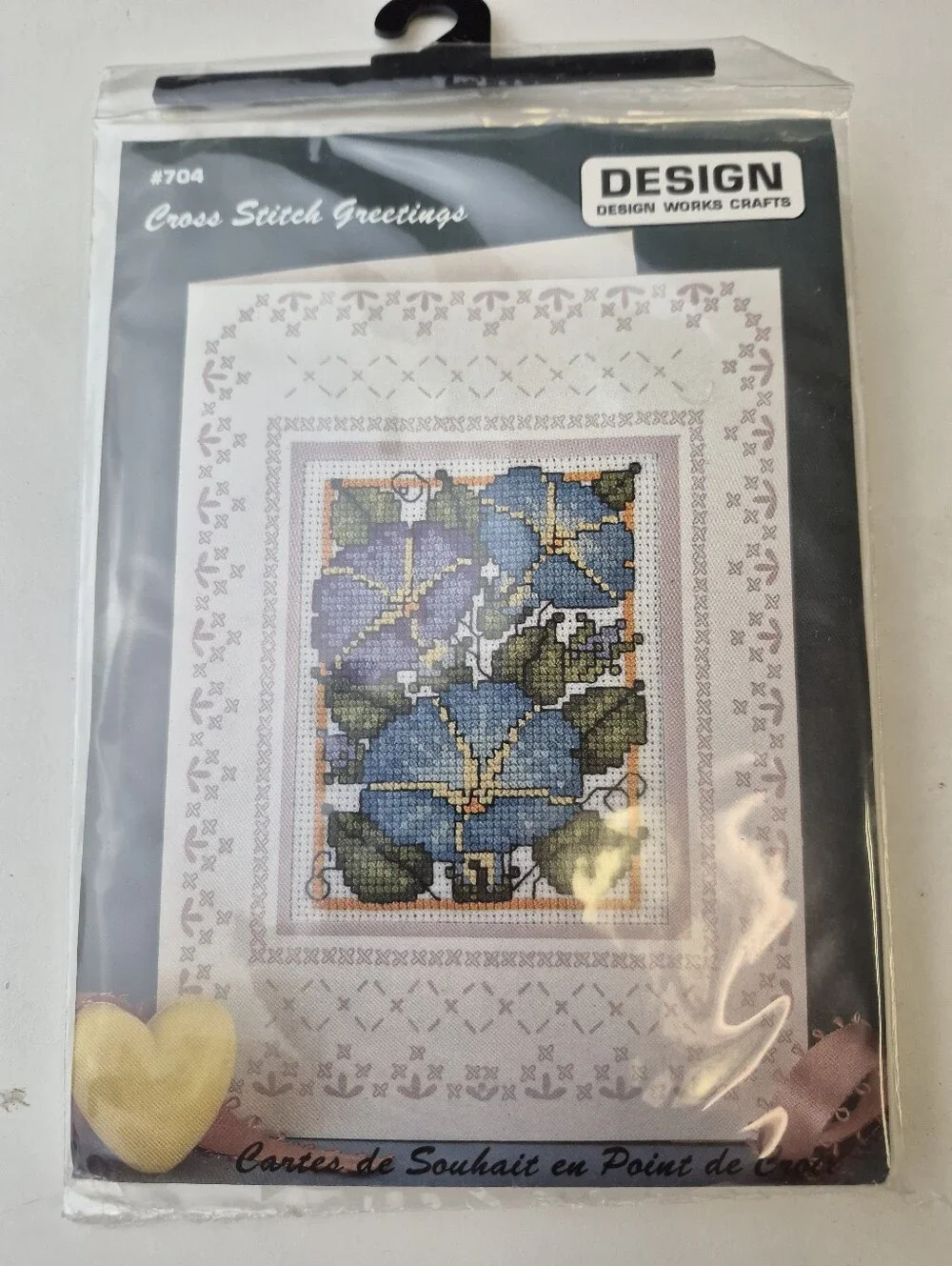 Design Works Crafts #704 Cross Stitch Greetings Morning Glories Card Kit New